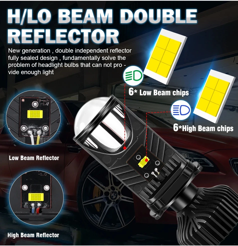 H4 LED Projector Lens Headligh - đánh giá và giá Universal Motorcycle Led Headlight Projector